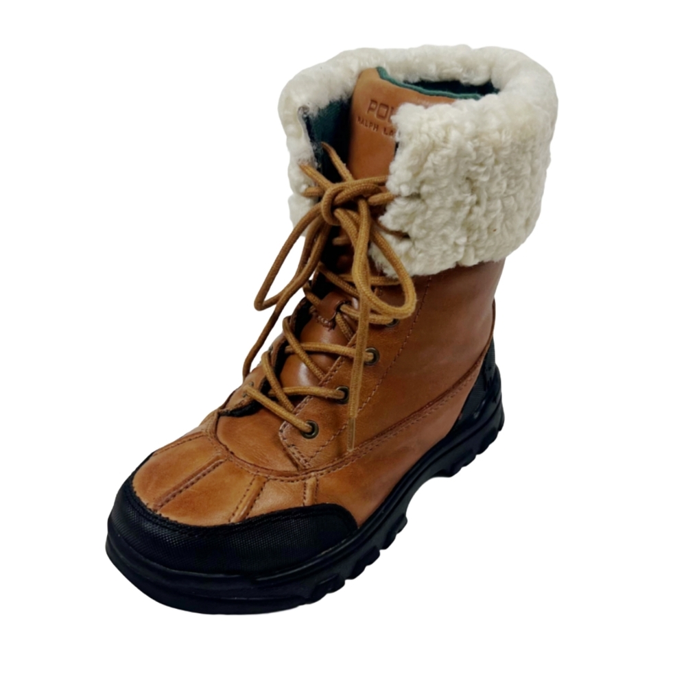 Polo by Ralph Lauren Tan Leather Shearling Lined Boots Sz 1.5